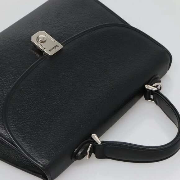 Burberrys Hand Bag Leather Black Silver Auth BA3309 - Picture 8 of 16
